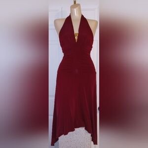 NWOT Size Small Elegant Burgundy Halter  Formal/Party Dress